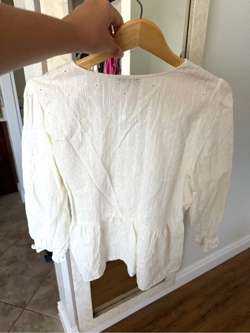 Madewell White Eyelet Embroidered Wrap Peplum Blouse‎ 100% Cotton